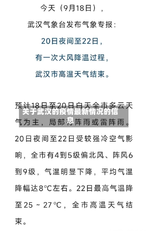 关于武汉的疫情最新情况的信息