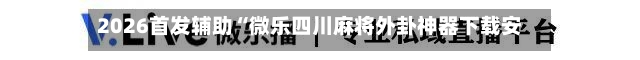 2026首发辅助“微乐四川麻将外卦神器下载安装”详细开挂教程官方正版下载-第2张图片