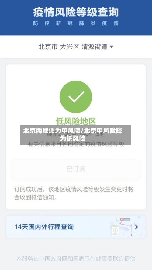 北京两地调为中风险/北京中风险降为低风险