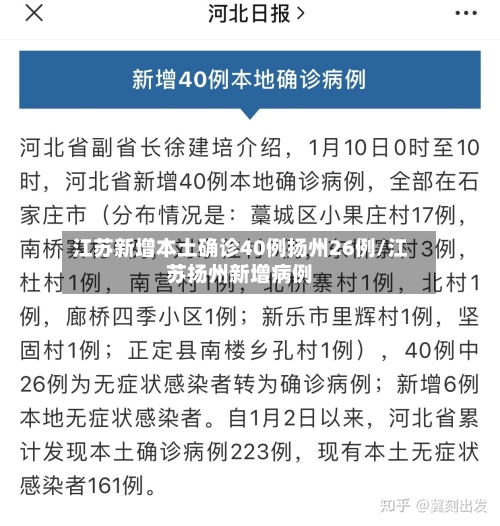 江苏新增本土确诊40例扬州26例/江苏扬州新增病例