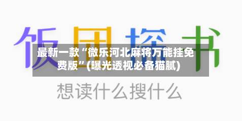 最新一款“微乐河北麻将万能挂免费版”(曝光透视必备猫腻)-第2张图片