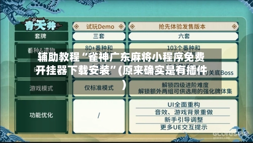 辅助教程“雀神广东麻将小程序免费开挂器下载安装	”(原来确实是有插件)-第2张图片
