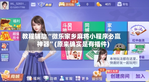 教程辅助“微乐家乡麻将小程序必赢神器”(原来确实是有插件)-第2张图片