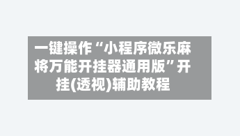 一键操作“小程序微乐麻将万能开挂器通用版	”开挂(透视)辅助教程-第2张图片