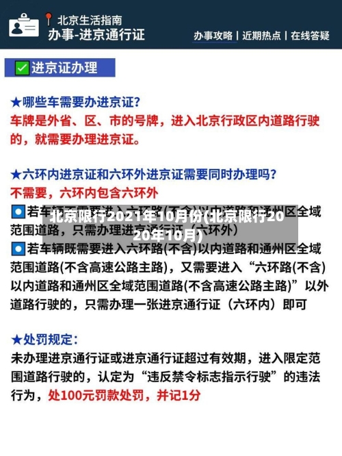 北京限行2021年10月份(北京限行2020年10月)