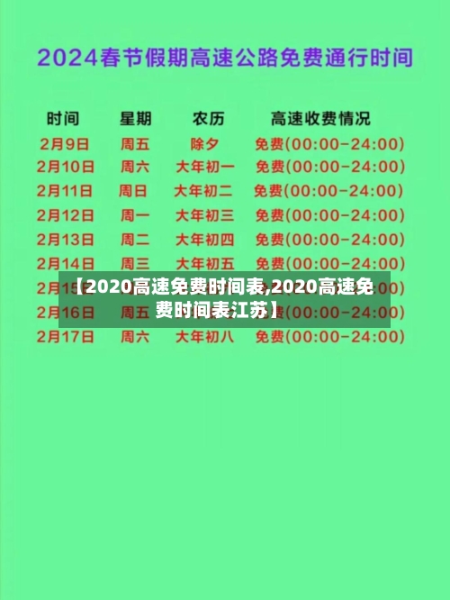 【2020高速免费时间表,2020高速免费时间表江苏】