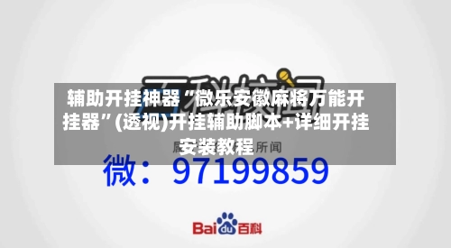 辅助开挂神器“微乐安徽麻将万能开挂器”(透视)开挂辅助脚本+详细开挂安装教程-第3张图片