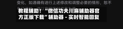 教程辅助！“微信功夫川麻辅助器官方正版下载”辅助器 - 实时智能回复-第3张图片