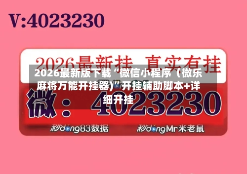 2026最新版下载“微信小程序（微乐麻将万能开挂器)”开挂辅助脚本+详细开挂-第2张图片