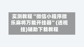 实测教程“微信小程序微乐麻将万能开挂器”(透视挂)辅助下载教程-第3张图片