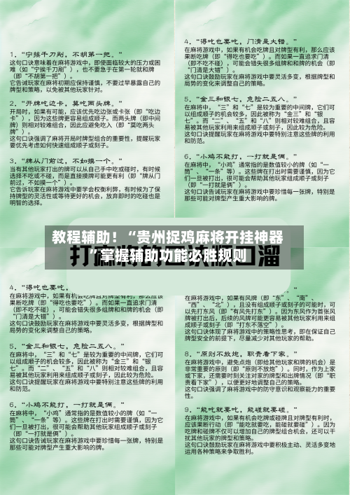 教程辅助！“贵州捉鸡麻将开挂神器”掌握辅助功能必胜规则-第3张图片
