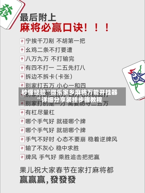 秒懂经验“微乐家乡麻将万能开挂器”详细分享装挂步骤教程-第3张图片