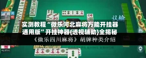 实测教程“微乐河北麻将万能开挂器通用版”开挂神器{透视辅助}全揭秘-第3张图片