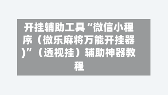 开挂辅助工具“微信小程序（微乐麻将万能开挂器)	”（透视挂）辅助神器教程-第2张图片