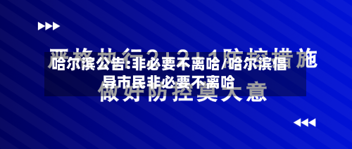 哈尔滨公告:非必要不离哈/哈尔滨倡导市民非必要不离哈-第3张图片
