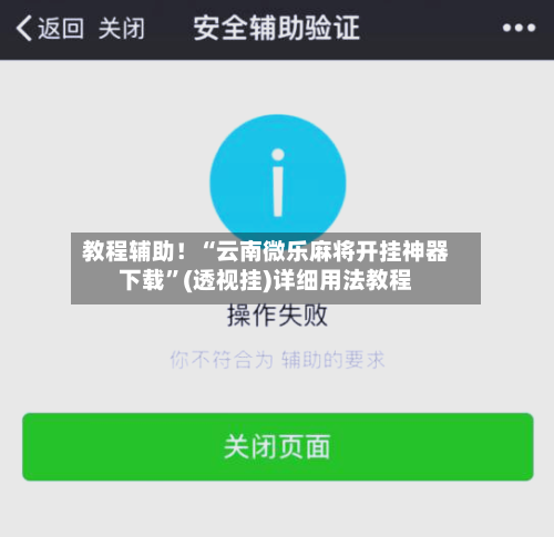 教程辅助！“云南微乐麻将开挂神器下载	”(透视挂)详细用法教程-第2张图片