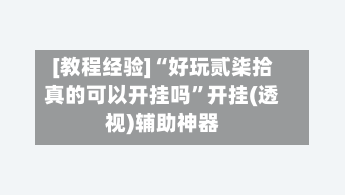 [教程经验]“好玩贰柒拾真的可以开挂吗”开挂(透视)辅助神器-第3张图片