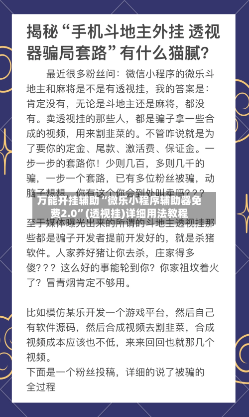 万能开挂辅助“微乐小程序辅助器免费2.0”(透视挂)详细用法教程-第3张图片