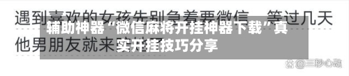 辅助神器“微信麻将开挂神器下载”真实开挂技巧分享-第3张图片