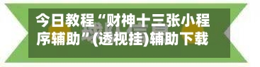 今日教程“财神十三张小程序辅助	”(透视挂)辅助下载教程-第2张图片