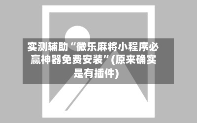 实测辅助“微乐麻将小程序必赢神器免费安装”(原来确实是有插件)-第3张图片