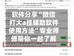 软件分享“微信打大a挂辅助软件使用方法	”专业师傅带你一起了解(确实有挂-第2张图片