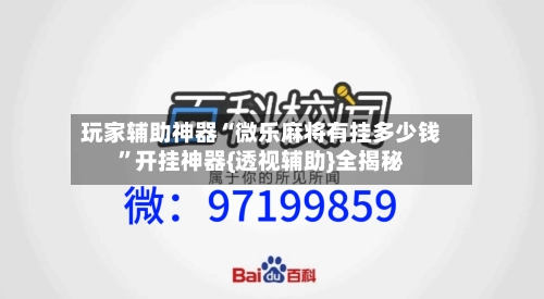 玩家辅助神器“微乐麻将有挂多少钱”开挂神器{透视辅助}全揭秘-第2张图片