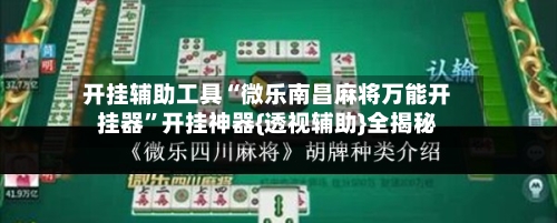 开挂辅助工具“微乐南昌麻将万能开挂器	”开挂神器{透视辅助}全揭秘-第2张图片