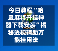 今日教程“哈灵麻将开挂神器下载安装	”揭秘透视辅助万能挂用法-第2张图片