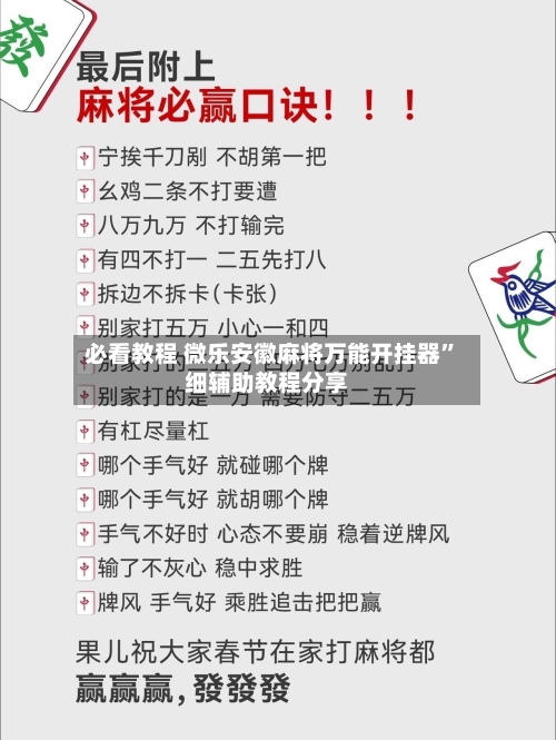 必看教程 微乐安徽麻将万能开挂器”细辅助教程分享-第2张图片