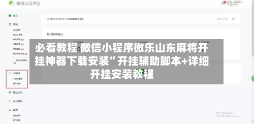 必看教程 微信小程序微乐山东麻将开挂神器下载安装”开挂辅助脚本+详细开挂安装教程-第2张图片