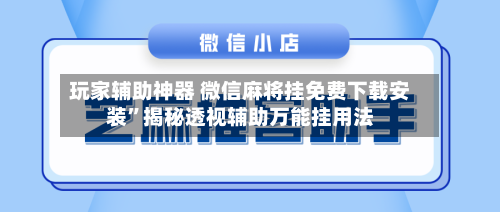 玩家辅助神器 微信麻将挂免费下载安装”揭秘透视辅助万能挂用法-第2张图片