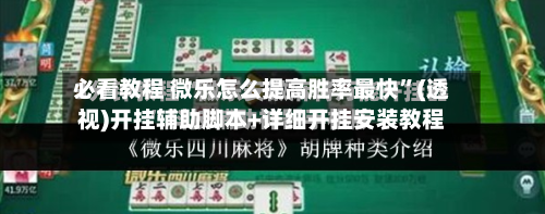 必看教程 微乐怎么提高胜率最快”(透视)开挂辅助脚本+详细开挂安装教程-第3张图片