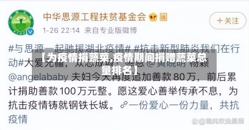 【为疫情捐蔬菜,疫情期间捐赠蔬菜总量排名】-第2张图片