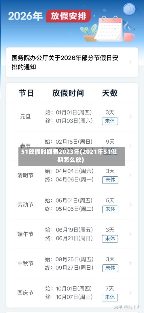 51放假时间表2023年(2021年51假期怎么放)
