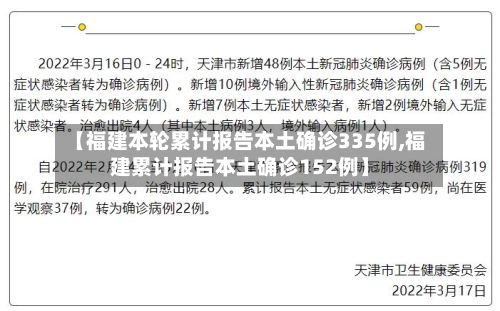 【福建本轮累计报告本土确诊335例,福建累计报告本土确诊152例】