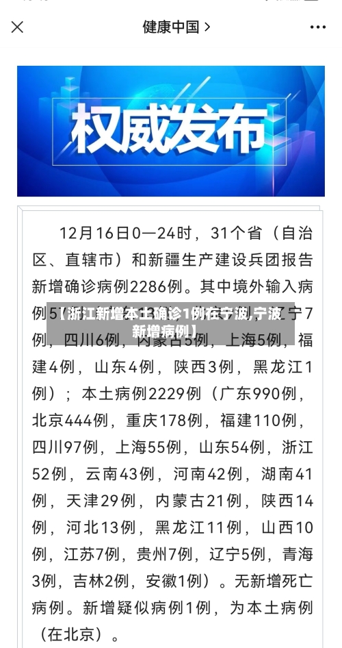【浙江新增本土确诊1例在宁波,宁波新增病例】