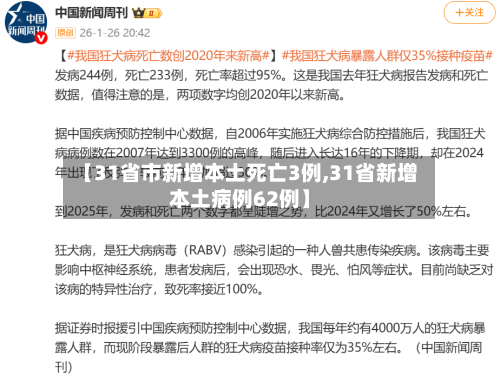 【31省市新增本土死亡3例,31省新增本土病例62例】