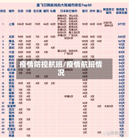 疫情防控航班/疫情航班情况