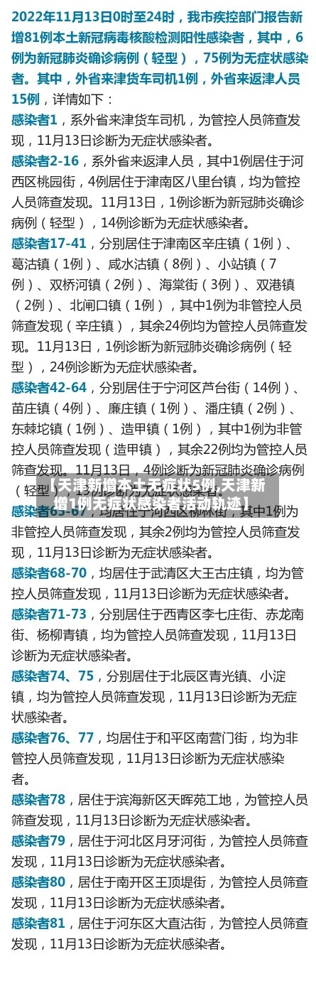 【天津新增本土无症状5例,天津新增1例无症状感染者活动轨迹】-第3张图片