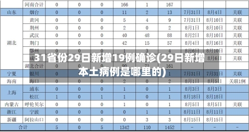 31省份29日新增19例确诊(29日新增本土病例是哪里的)